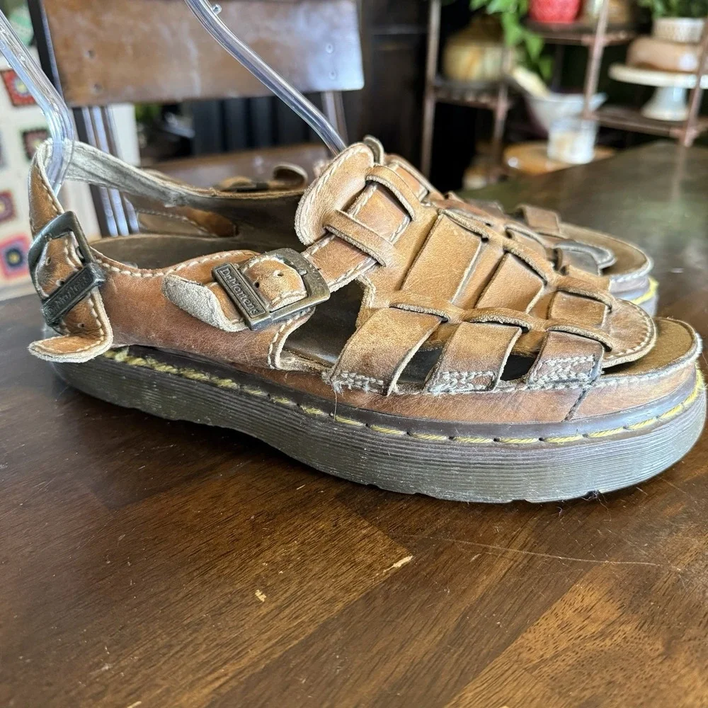 Dr. Martens Brown Leather Fisherman Buckle Sandals Vintage 90s Y2K Men's Read Sz